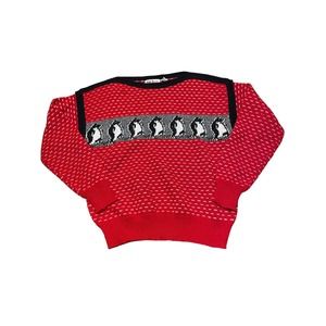 Women’s Eve Ltd Christmas Penguins  Sweater Vintage Size S Hand Knitted Green